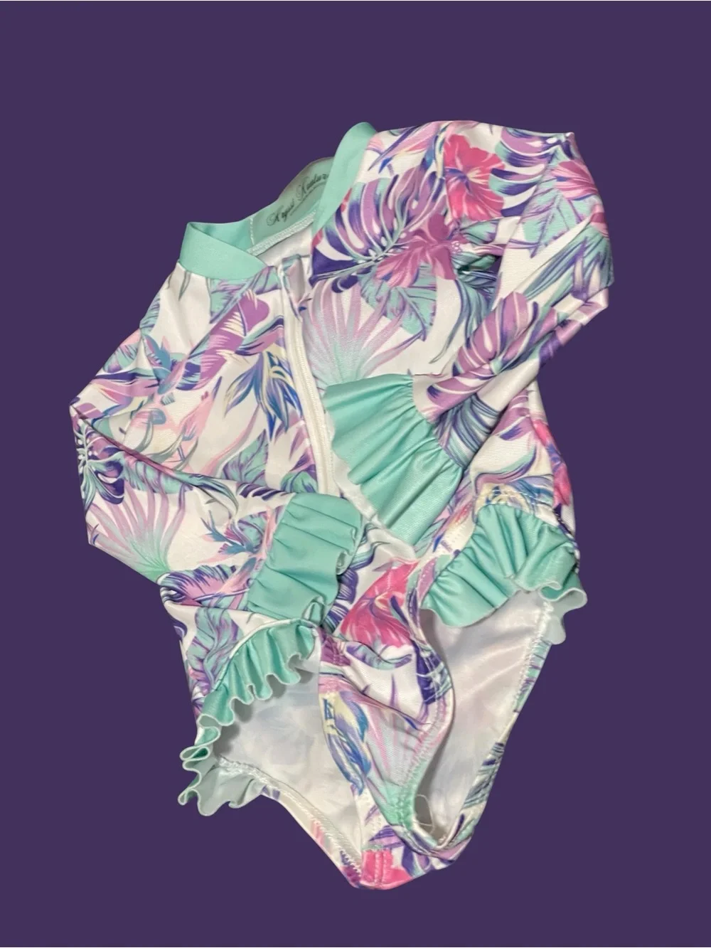 Kryssi Kouture Tropical Ruffle Rash Guard Swimsuit 12-24M
